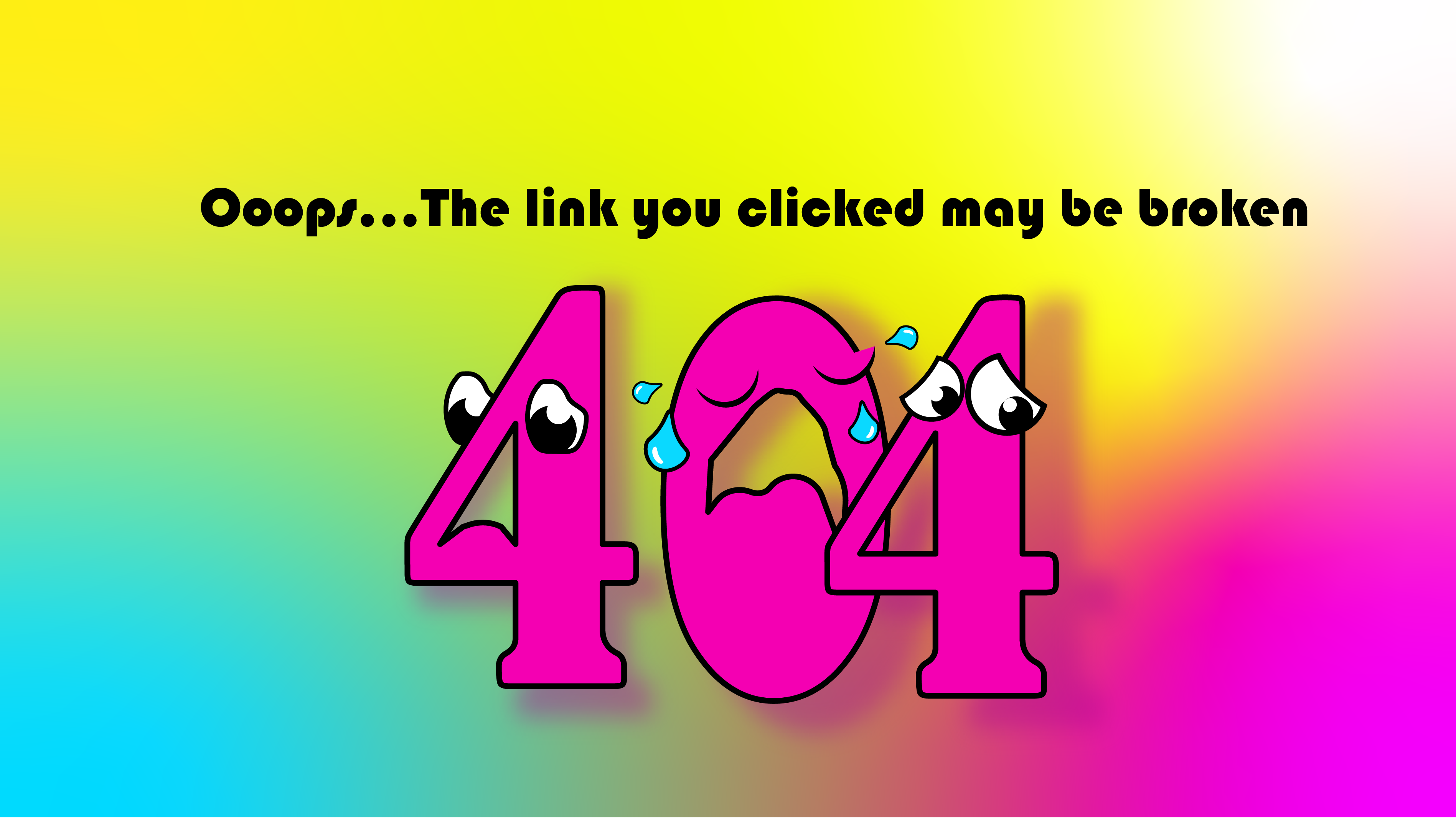 a 404 error page, cartoon numbers are crying